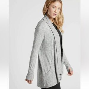 Athleta Pranayama Gray Soft Wrap Sweater Top Cardigan W2293 # 777944 Sz M